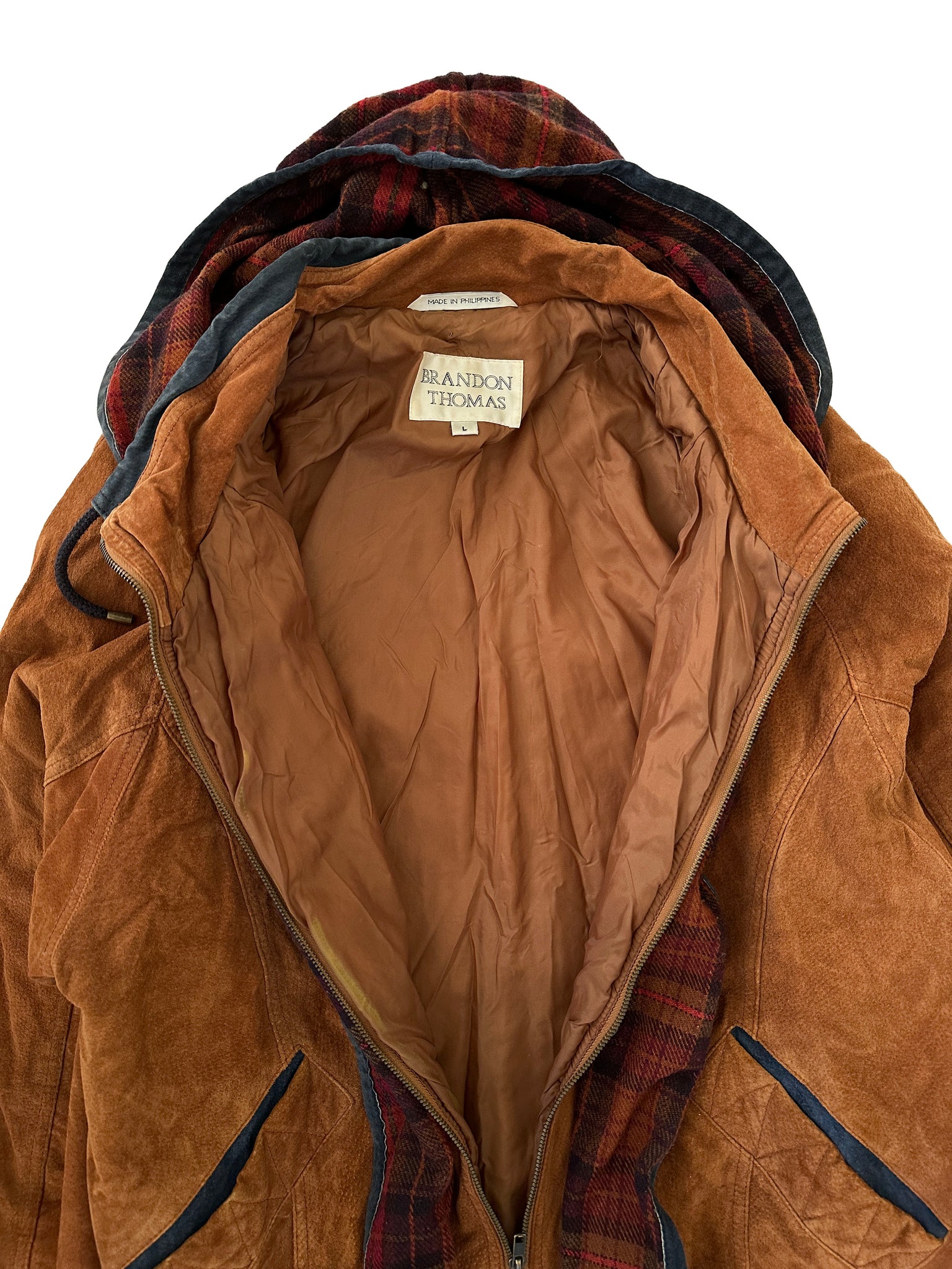 brown suede plaid jacket